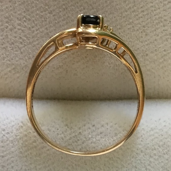 14K Gold Sapphire & Diamond Ring Size 6 1/4 Vintage Excellent Condition - Picture 12 of 13